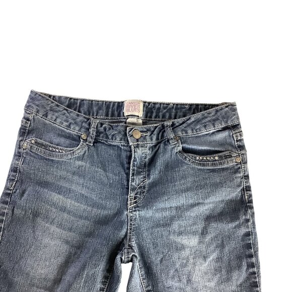 Girls Denim Bermuda Shorts Size 16 1/2 Rhinestone Detail Elastic Waist Band - Picture 10 of 13